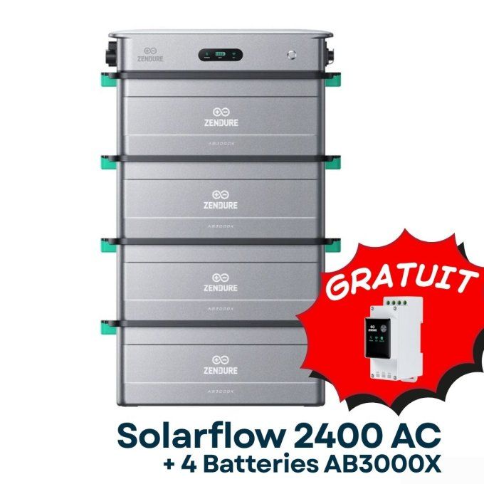 Pack Zendure Solarflow 2400AC + 4 batteries AB3000X